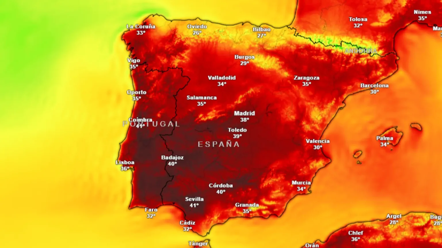 España enfrenta posible ola de calor este fin de semana con temperaturas que alcanzarían 42 grados