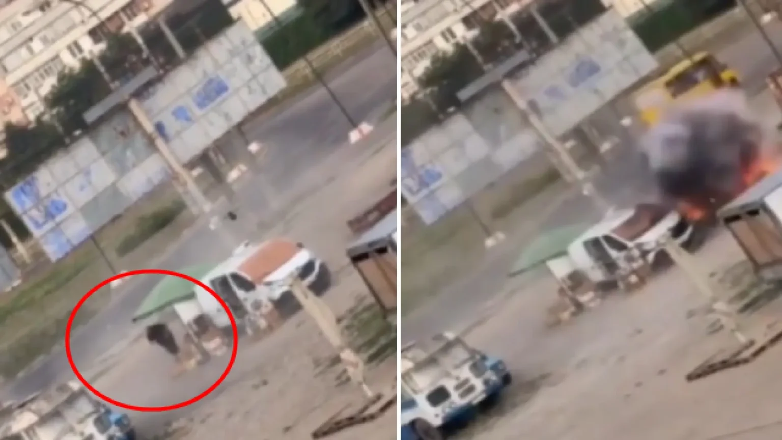 Vendedor ambulante ucraniano sobrevive a persecución con dron ruso en mercado de Jersón Vendedor ambulante ucraniano sobrevive a persecución con dron ruso en mercado de Jersón
