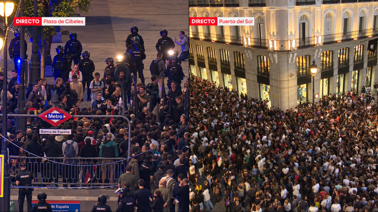 Concentración de manifestantes en la Puerta del Sol de Madrid